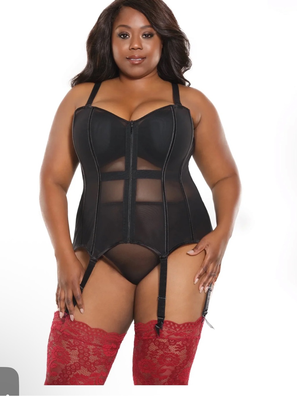 Coquette Black lingerie stretch corset top with zipper  Women’s 3X-4X Plus Size